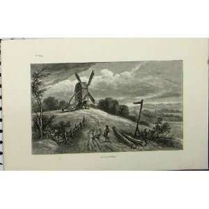   Drive England C1879 Country Scene Windmill Trees