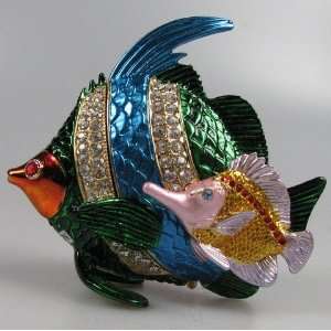  Crystal Jeweled Trinket Box   Angel Fishes J518: Home 