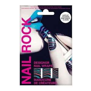   Nail Rock Designer Nail Wraps, Zebra Black Pink and Blue, 1 ea: Beauty