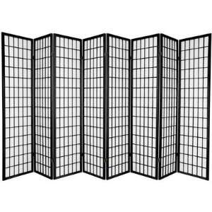 ft. Tall Window Pane Shoji Screen 8 Panel Room Divider (Black) (72H 