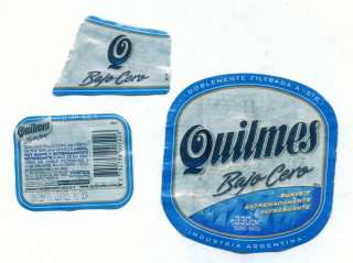 NEW QUILMES BAJO CERO BEER LABEL ARGENTINA USED  