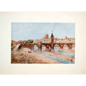 1906 Color Print Wigram Zamora Castile Leon Spain Duero River Puente 