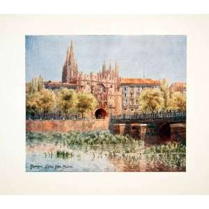 1906 Color Print Wigram Arco Arch Santa Maria Burgos Spain 