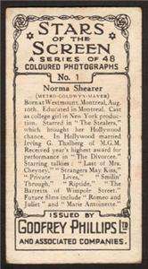 Stars of The Screen/ Norma Shearer /GODFREY PHILLIPS  