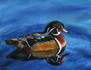 Original Wood Duck Art Painting in watercolor Nature  