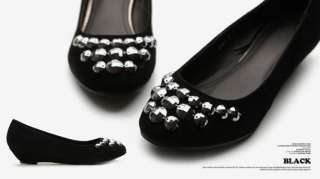 NEW Womens Shoes Faux Suede Ballet Flats Loafers Cute Rhinestone BLACK 