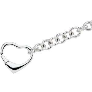  Sterling Silver Link Bracelet with Heart Clasp: Diamond 