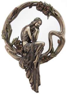 New Art Nouveau Lady Bronze 3D Wall Mirror Plaque 28  