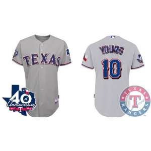  Texas Rangers Authentic MLB Jerseys #10 Michael Young Grey 