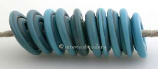 light turquoise tumbled wavy discs bead size 3x13 3x14 mm amount 10 