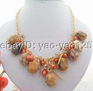 Wonderful Pearl&Crazy Lace Agate&Crystal Necklace  