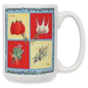  Garlic Plaque 15 Oz. Ceramic Coffee Mug: Kitchen & Dining