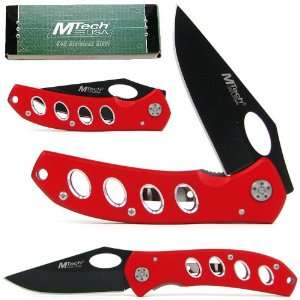  Red Aluminum Aerated Tactical Knife w/ Belt Clip 7.75 inch 