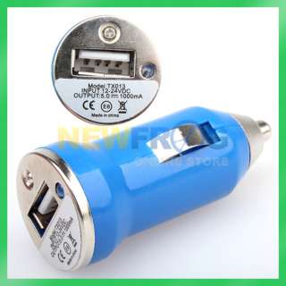 Blue Car Charger USB Adapter to Mp3 Mp4 iPhone 3G 3GS B  