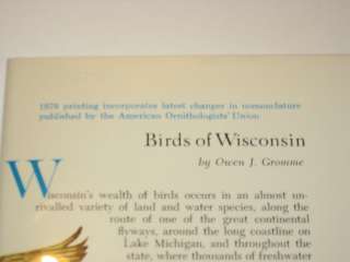 Owen Gromme BIRDS OF WISCONSIN 1978 University of WI  