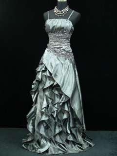 Cherlone Plus Size Satin Grey Long Prom Ball Gown Wedding/Evening 