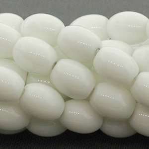  White Agate  Melon Plain   8mm Height, 6mm Width, Sold by 