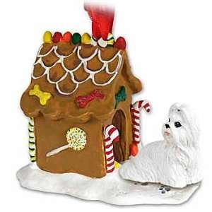  White Shih Tzu Gingerbread House Christmas Ornament