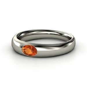  Solo Ring, Oval Fire Opal 14K White Gold Ring: Jewelry