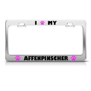 Affenpinscher Paw Love Dog license plate frame Stainless Metal Tag 
