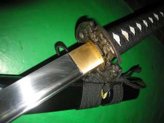 SHARP BLACK SAYA DRAGON TSUBA JAPANESE KATANA SWORD  