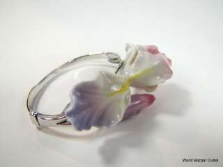 Windswept Beauty Iris rhodium plated brass and sculptured porcelain 
