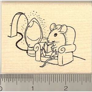    Christmas Mouse Reading Rubber Stamp Arts, Crafts & Sewing