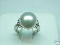 Pearl and Diamond Ring in Platinum  