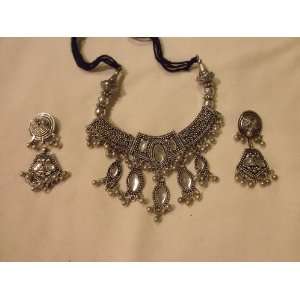 Fashion Jewelry (Navratri)   Oxidized Metal Necklace with Earrings in 