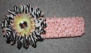 NEW!!  Crochet Headband with Animal Print Daisy Flower  