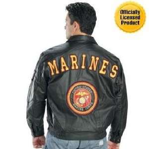  Officially Licensed Marines Bomber Leather Jacket Sz M 