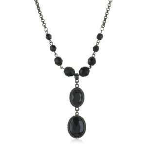  1928 Boutique Bonne Nuit Oval Drop Necklace: Jewelry