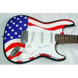 Former President Bill Clinton Autographed USA Flag Guitar 