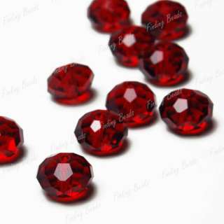 72 Pcs Red Faceted Crystal Rondelle Beads 8mm CR017  