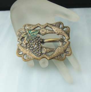 Large Victorian Buckle Sash Pin Brooch Grapes Flowers  