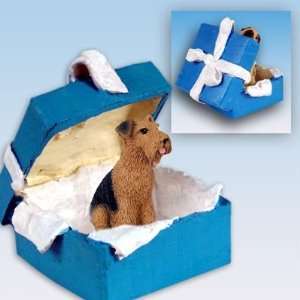  Airedale Terrier Blue Gift Box Dog Ornament