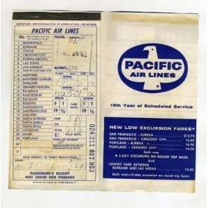  Pacific Air Lines Ticket Jacket Ticket Bag Tags 1961 