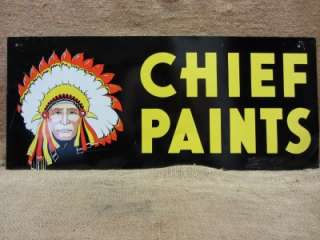   Doubled Sided Chief Paint Sign > Antique Old Metal Store Hardware 6941
