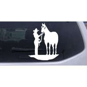  White 26in X 21.4in    Cowgirl with Horse Western Car Window Wall 
