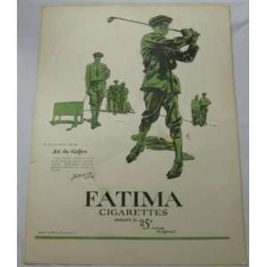  Vintage 1920s 10.5x14 Fatima Cigarettes Golf Ad Sports 