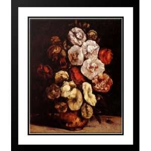 Courbet, Gustave 28x34 Framed and Double Matted Hollyhocks In A Copper 