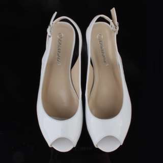 SHOEZY womens white peep toe slingback wedge pumps shoes (365 Exchange 