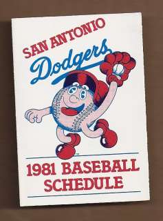 1981 SAN ANTONIO DODGERS Minor Baseball SCHEDULE  