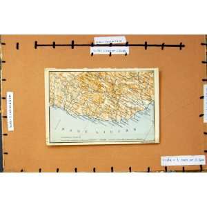   1909 MAP ITALY SAN REMO PORTO MAURIZIO MENTON ALASSIO: Home & Kitchen