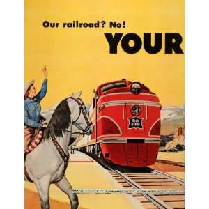  1952 Ad Rock Island Railroad Train Western Cowgirl 