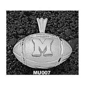  Miami Red Hawks 3/8in Sterling Silver Football Pendant 