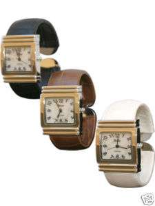 LADIES WATCH Cuff Bangle Geneva Pearl Face Leather Band  