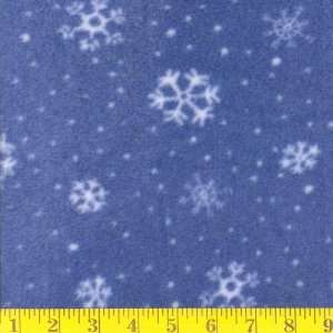  60 Wide Fleece Print Snow Flakes Fabric By The Yard 