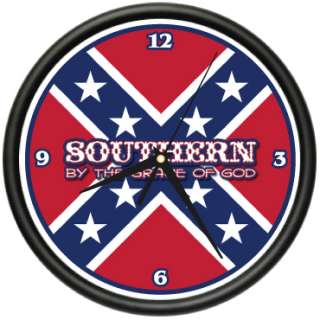 SOUTHERN by the GRACE of GOD Wall Clock rebel flag  