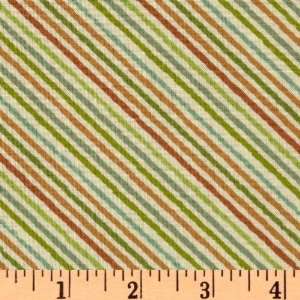  44 Wide Nighty Night Owl Diagonal Stripe Green Fabric By 